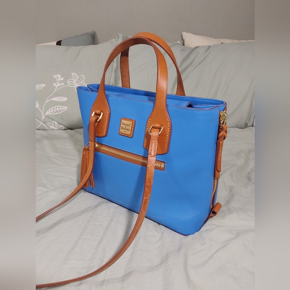Dooney & Bourke Cobalt Blue NWOTS and Tan Shoulder Bag w/Wallet & Dusty - Picture 14 of 16